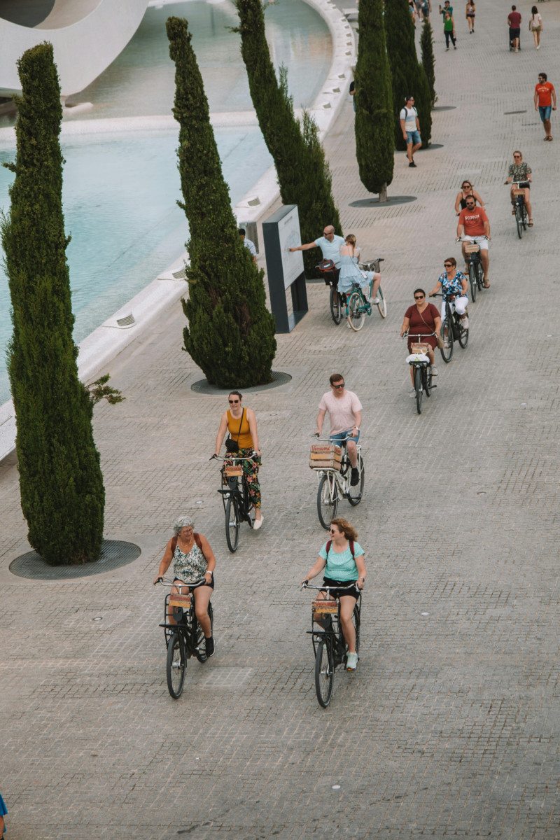 Groep fietsers Valencia